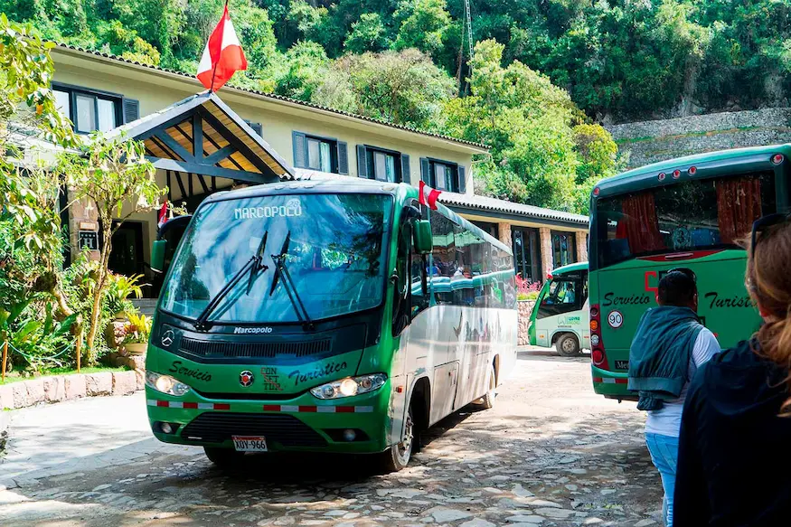 Shuttle buses connecting Aguas Calientes with the Machu Picchu entrance